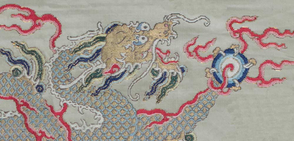 Detail of a Chinese coat with a dragon design