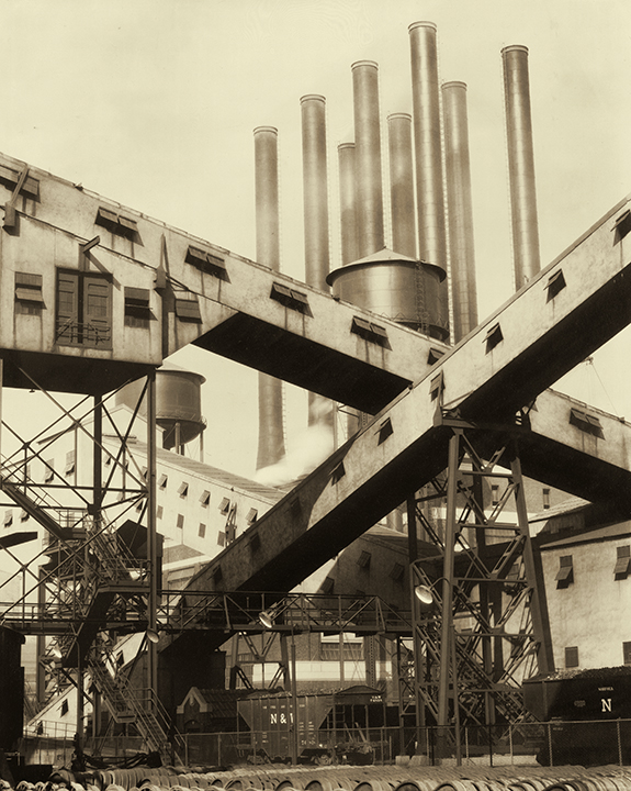 Charles Sheeler, American (1883-1965). Criss-Crossed Conveyors–Ford Plant, 1927.