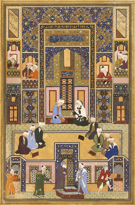 Abd Allah Musawwir, Persian (active mid-16th century). The Meeting of the Theologians, 1540-1550. Bukhara, Uzbekistan, Shaybanid Dynasty (1500-1598).