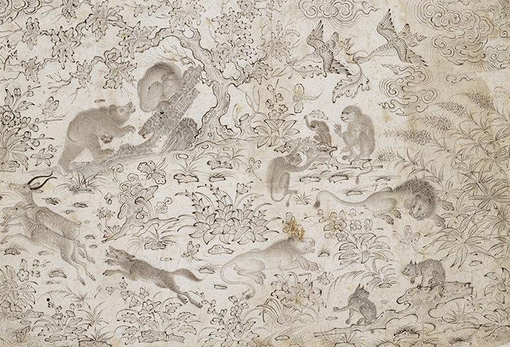 Attributed to Master Muhammad Siyah Qalam, Persian (1469–1525). Birds and Beasts in a Flowery Landscape, late 15th century, Turkman School (1419-ca. 1510).