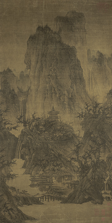 Attributed to: Li Cheng, Chinese (919-967 C.E.) A Solitary Temple Amid Clearing Peaks, Northern Song Dynasty (960-1127).