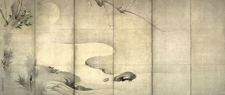 Kaihô Yûshô, Japanese (1533-1615). Pine and Plum by Moonlight, Momoyama Period (1568-1615).