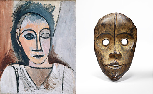 Picasso painting and an African mask