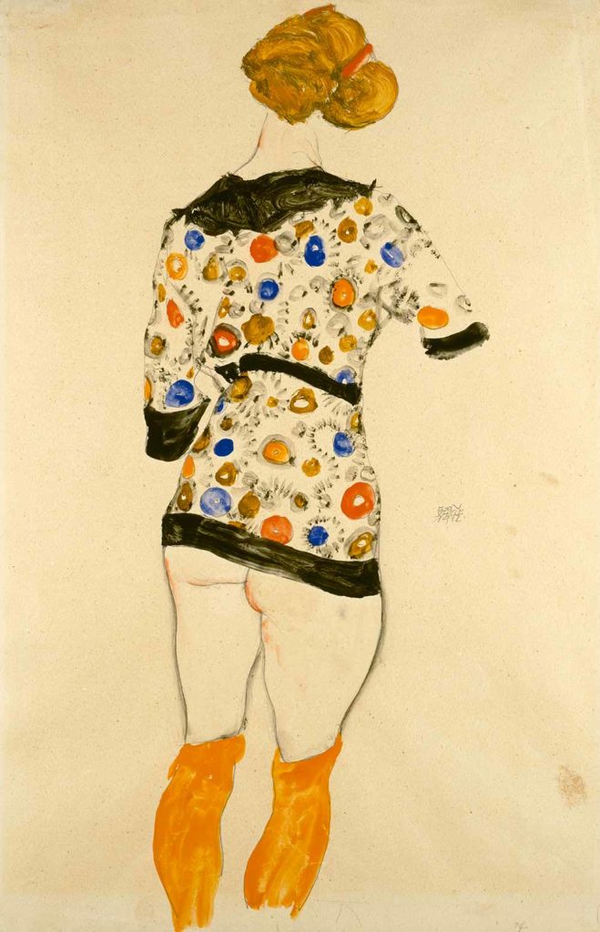 Standing Woman in a Patterned Blouse by Egon Schiele