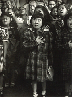 Pledge of allegiance at Raphael Weill Elementary School