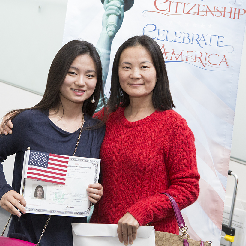 Women at naturalization ceremony