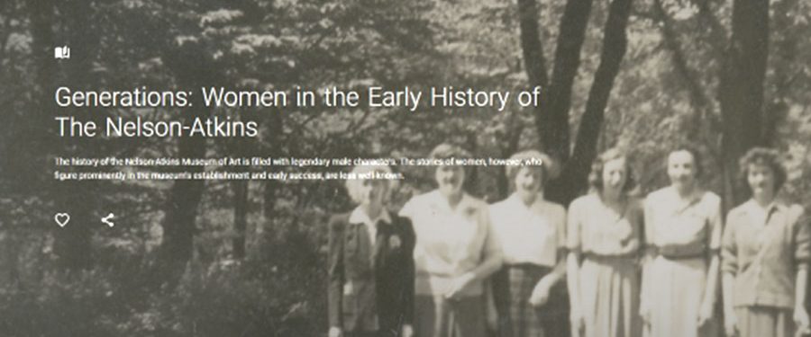 Opening screen of Online Exhibition. Titled Generations of Women in The Early History of The Nelson-Atkins