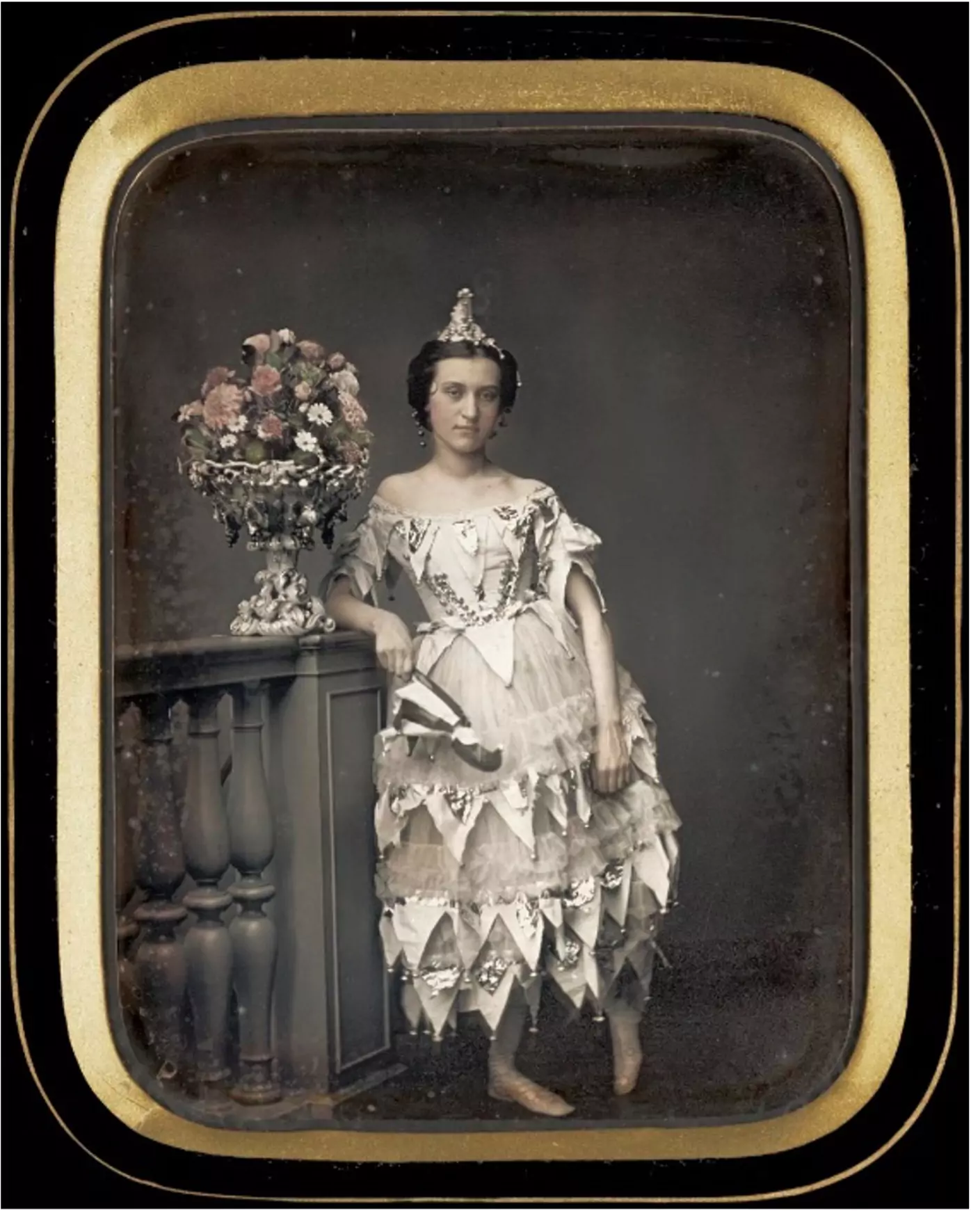 Victor Plumier, Belgian (1820–1878). Lady in Costume, about 1850. Daguerreotype, half plate, 5 1/2 × 4 1/2 inches. The Nelson-Atkins Museum of Art, Gift of the Hall Family Foundation, 2007.17.28.