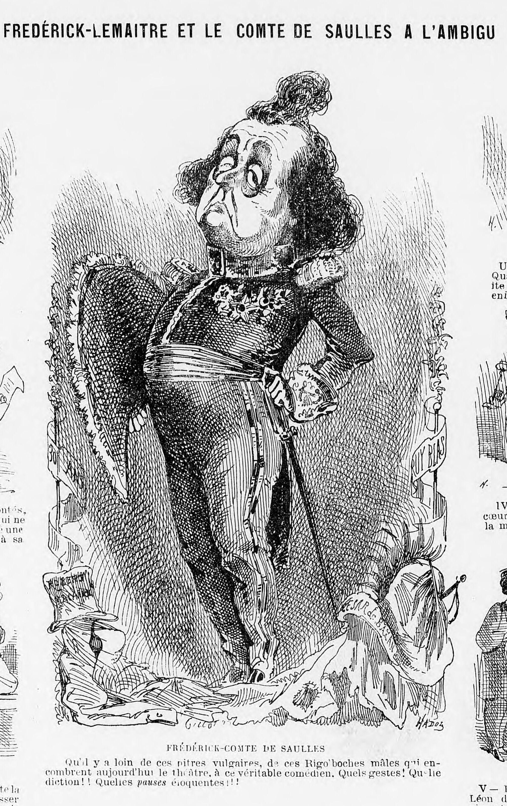 A black and white image of a man wearing a military uniform with a large frown on his face.  He holds a large bicorn hat in his right hand.